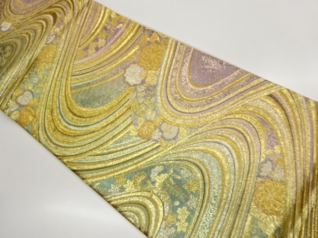 JAPANESE KIMONO / FUKURO OBI / A WOVEN PATTERN OF FLOWERS FLOWING / WA